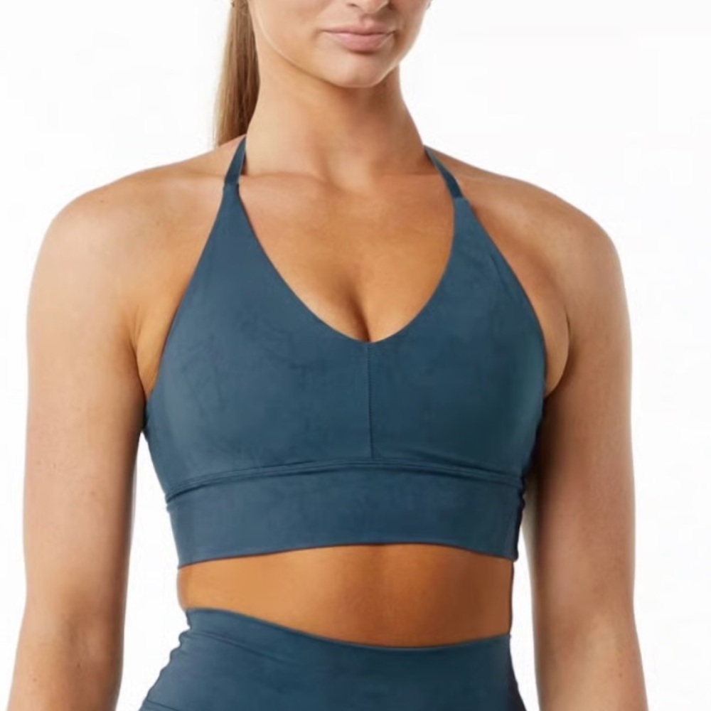 Alphalete Teal Blue V-Neck Sports Bra